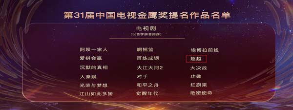 高至霆参演作品《逾越》入围第31届中国电视金鹰奖