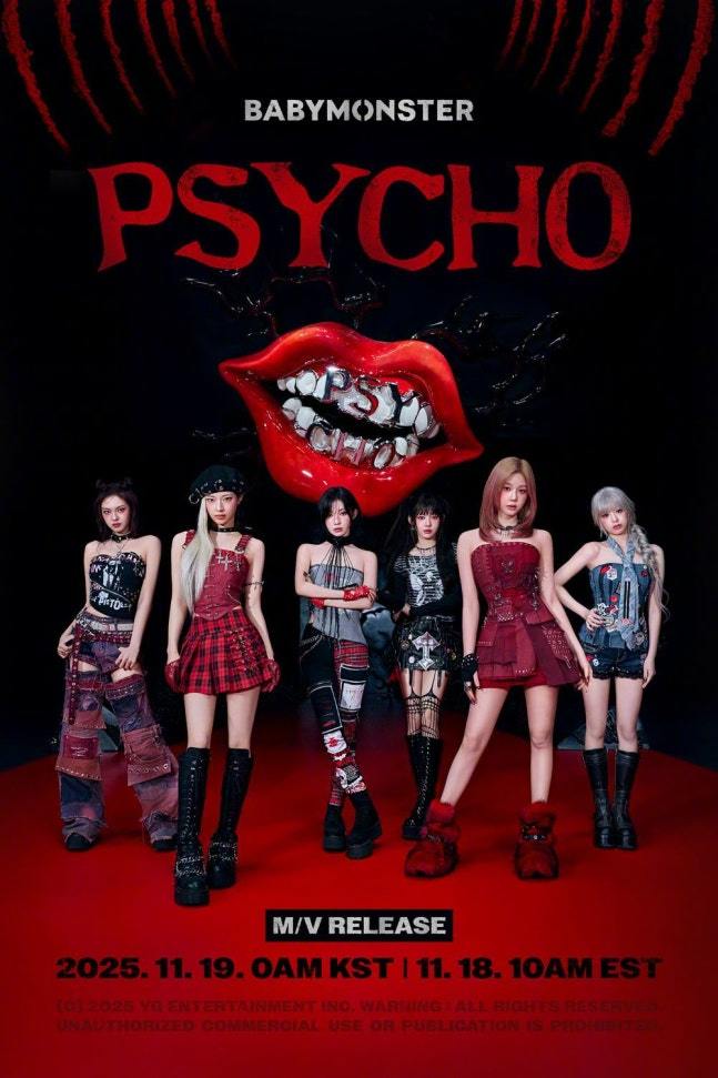 BABYMONSTER 首度公开了最新单曲《PSYCHO》的团体视觉照
